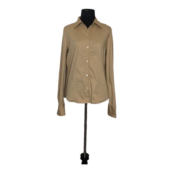 Old Navy beige buttoned long sleeves stretch shirt size M - Picture 4 of 8